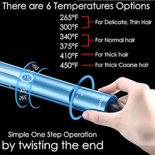 Load image into Gallery viewer, NITION Nano Titanium Hair Straightener 1" Heating Plate Smooth Straightening Flat Iron for Hair. LCD 265-450°F Adjustable for All Hair Type. Travel Pouch Bag Included. MCH Fast Heating Up. Blue