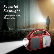 Load image into Gallery viewer, Weather Radio Portable AM FM Radio with Bluetooth Rechargeable Emergency Radio Built-in Rechargeable Battery or 4 AA Battery Operated & AC Power Plug in Wall Radio for Home Camping RED