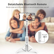Load image into Gallery viewer, ATUMTEK Selfie Stick Tripod, Extendable 3 in 1 Aluminum Bluetooth Selfie Stick with Wireless Remote and Tripod Stand for iPhone 16/15/14/13/12/11 Pro Max/XS Max/XS/XR/X/8/7, Samsung Smartphones White