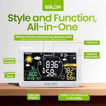 Load image into Gallery viewer, BALDR WiFi Weather Station with App, Smart Wireless Weather Station Indoor Outdoor Thermometer with Humidity Monitor, Online Real-time Forecast, Home Weather Station Temperature Sensor Included, White