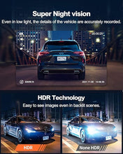 Load image into Gallery viewer, Dual Dash Cam 5G WiFi GPS, Real 4K+HDR 1080P Dash Cam Front and Rear, 3.3 Inch Eye-Care Screen, Super HDR Night Vision, Parking Mode, Dash Camera for Cars with App, G-Sensor, Support 512GB Max
