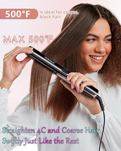 Load image into Gallery viewer, DORISILK 500 Degree High Temp Professional Hair Straightener?30s Fast Heating Ceramic Flat Iron ?2 in 1 Hair Straightener and Curler?Plasma Flat Iron Get Frizz-Free ?Dual Voltage for Travel Using