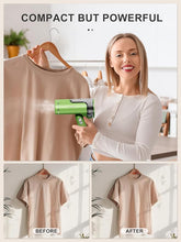 Load image into Gallery viewer, Portable Garment Steamer, Powerful Foldable Handhled Steamer 1300W, Travel Size Steamer For Clothes 20S Fast Heat-up, Fabric Steamer for Home & Travel, 120V Only (Green)