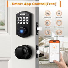 Load image into Gallery viewer, Probrico Smart Keyless Entry Door Lock with Handle Set, Fingerprint Digital Door Lock for Front Door, Door Knob with Electronic Keypad Deadbolt Lock, Auto Lock, App, Black