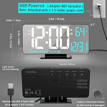 Load image into Gallery viewer, KOSUMOSU Digital Alarm Clock 6.7in Black Clock for Bedroom, Dual Alarm, Date, Seconds,Day of Week,12/24h,Dimming, Temp, Desk Clock, LED Clock for Living Room, Calendar Digital Clock