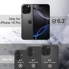 Load image into Gallery viewer, JETech Case for iPhone 16 Pro 6.3-Inch, Shockproof Phone Bumper Cover, Solid Color Matte TPU Frame, Anti-Scratch Clear Back (Black)