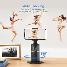Load image into Gallery viewer, Auto Face Tracking Phone Holder, No App Required, 360° Rotation Face Body Phone Tracking Tripod Smart Shooting Camera Mount for Live Vlog Streaming Video, Rechargeable Battery-Black