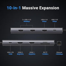 Load image into Gallery viewer, UGREEN Revodok Pro 210 Docking Station 10 in 1 USB C Dock Dual HDMI 4K@60Hz Single 8K@30Hz 100W PD 5Gbps USB C and USB A Data Ports Gigabit Ethernet, SD/TF Card Reader USB Hub Compatible for HP, Dell