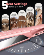 Load image into Gallery viewer, 7MAGIC 1.7" Wide Hair Straightener, Nano Titanium Flat Iron for Wet & Dry Hair, Flat Iron Hair Straightener with 5 Temp, MCH Fast Straightening Iron, Hair Iron with Dual Voltage, Pink