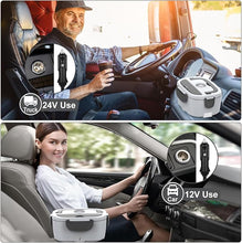 Load image into Gallery viewer, White & Grey 60-80W Electric Lunch Box Food Heater, Heated Lunch Box for Man/Woman, 12V 24V 110V Portable Food Warmer LunchBox for Car Truck Work with 304 SS Container, Christmas Gift