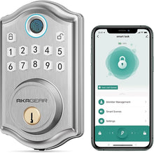 Load image into Gallery viewer, DS10 Pro Keyless Entry Door Lock with APP Control - Fingerprint Door Lock, Keypad Deadbolt Lock, Smart Locks for Front Door, Auto-Lock & One Touch Locking with Bluetooth - Satin Nickel