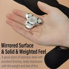 Load image into Gallery viewer, FREELOVE Metal Fidget Spinner for Adults, Stainless Steel Heavy Spinning Toys, Small Mini Fox Hand Gyro, Bearing Premium Long High Spin Fidget Block, Silver