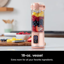 Load image into Gallery viewer, Ninja BC155PS Blast Two-Pack Portable Blender, Cordless, 18oz. Vessel, Personal Blender-for Shakes & Smoothies, BPA Free, Leakproof-Lid & Sip Spout, Rechargeable, Dishwasher Safe Parts, Peach & Stone