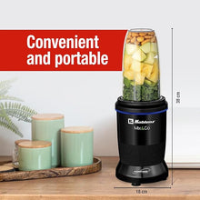 Load image into Gallery viewer, Koblenz Mix&Go Personal Blender, Portable Size Blender for Shakes and Smoothies with Auto-Stop Function, 1000w Motor, Stainless Steel Blades, To-Go Cup, Easy to Clean, Black