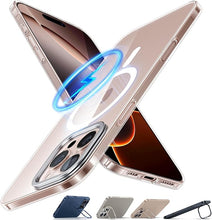 Load image into Gallery viewer, TORRAS Magnetic Slim Fit for iPhone 16 Pro Max Case with Stand, Compatible with MagSafe, Built-in Stash Stand, Ultra Thin 16 ProMax Case, Lightweight Non Yellowing Hard Back 16 Phone Case 6.9'', Clear