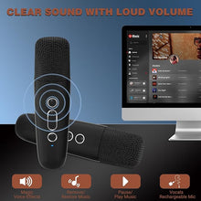 Load image into Gallery viewer, IROO Mini Karaoke Machine with 2 Wireless Microphone,Bluetooth Speaker for Kids and Adults,Gifts for Girls and Boys 4, 5, 6, 7, 8, 9, 10 +Year Old Birthday Party Home (Black)