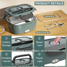 Load image into Gallery viewer, Monteka Electric Lunch Box Food Heater - Leakproof Portable Food Warmer heated lunch box for adults for Car/Home/Truck with 1.5L Removable Stainless Steel Container, 12V/24V/110V, Green