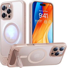 Load image into Gallery viewer, TORRAS Strong Magnetic & Seamless Stand for iPhone 16 Pro Case, Fit for MagSafe, 4X Military Grade Drop Tested Kickstand Protective Phone Case for iPhone 16 Pro 6.3", Desert Titanium, Rose Pink Gold