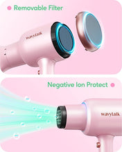 Load image into Gallery viewer, Wavytalk Professional Hair Dryer with Diffuser 1875W Power Dryer, Blow Dryer Ionic Hair Dryer for Women with Constant Temperature, Fast Drying &Low Noise, Millennial Pink