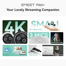 Load image into Gallery viewer, EMEET Piko+ Webcam 4K, World's 1st Dual-Camera AI-Powered 4K Webcam, 1/2.55'' Sony Sensor, 3 Mics&3 Sound Modes, Panda Magnetic Privacy Cover, USB C-C&C-A, Ideal for Livestreamers and Content Creators