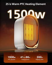 Load image into Gallery viewer, QQT Space Heater,1500W Mini Energy Efficient Space Heaters for Indoor Use,2-Speed Portable Space Heater for Office with Adjustable,Triple Protection,Suitable for Bedroom,Office and Indoor Use(White)