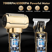 Load image into Gallery viewer, Professional Hair Clippers for Man,Electric Shavers Razor T-Blade Hair Trimmer, Men’s Grooming Kit Cordless Barber Trimmer Bald Shavers with 4 Guides & 3 Foil Head (Bronze)
