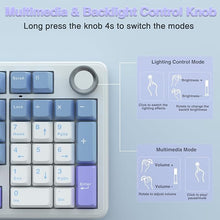Load image into Gallery viewer, AULA F99 Pro Wireless Mechanical Keyboard with Knob,Tri-Mode BT5.0/USB-C/2.4GHz Hot Swappable Keyboard,Pre-lubed Switches,Gasket Structure,RGB Backlit Computer Gaming Keyboard (White&Blue&Purple)