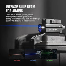 Load image into Gallery viewer, OLIGHT Baldr S Blue Beam 800 Lumens Magnetic USB Rechargeable Tactical Flashlight with White LED Combo, Compact Rail Mount Weaponlight with 1913 or GL Rail, Battery Included (Black)