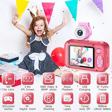 Load image into Gallery viewer, Kid Camera,Camera for Kid,2.4in IPS Screen Digital Camera,180°Flip Len Student Camera,Children Selfie Camera with Playback Game,Christmas/Birthday Gift for 4 5 6 7 8 9 10 11 Year Old Girl Boy