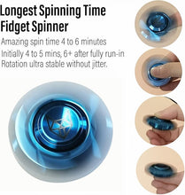 Load image into Gallery viewer, FREELOVE Metal Fidget Spinner, Stainless Steel Heavy, Long Spinning Toys, Cool Silent, Small Mini Fox Figette Spiner for Adults Men Anxiety, Quiet Bearing, Blue