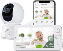 Load image into Gallery viewer, ARENTI Video Baby Monitor with Camera and Audio, 5-inch Smart Baby Camera Monitor with Free Phone App, 1080P, VOX, PTZ, One-Touch Call, Temp Sensor, Lullaby, Night Vision, Auto Tracking, 2-Way Talk