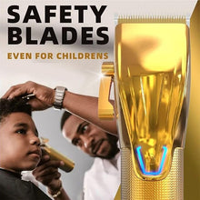 Load image into Gallery viewer, Professional Hair Clippers for Men Electric Beard Trimmer Cordless Barber Clippers for Hair Cutting with T-Blade Edgers Rechargeable Hair Clipper and Trimmer Kit with LED Mens Christmas Gifts (Gold)