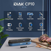 Load image into Gallery viewer, Wireless Meat Thermometer for Grilling and Smoking, CP10 New Gen 500FT Meater Probe Thermometers, Dual Sensor, Dual Alarm, Smart Food Thermometer Probe for BBQ, Oven, Grill, Smoker, Sous Vide