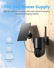 Load image into Gallery viewer, Security Cameras Wireless Outdoor Solar: Battery Cameras for Home Security WiFi Cameras Outdoor Surveillance Camera PTZ 360° CCTV Camera System with Floodlight Color Night Vision