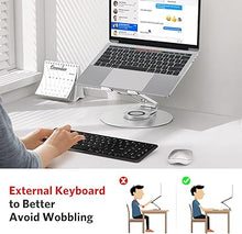 Load image into Gallery viewer, Adjustable Laptop Stand with 360 Rotating Base, OMOTON Ergonomic Laptop Riser for Collaborative Work, Dual Rotary Shaft Fully Foldable for Easy Storage, Fits MacBook / All Laptops up to 16 inches