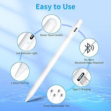 Load image into Gallery viewer, Stylus Pen, Active Stylus Pen Compatible for iOS and Android Touchscreens/Phones, Rechargeable Stylus Pen with Dual Touch Screen, Stylus Pencil for A-pple/Android/Tablet, 16.5CM,White