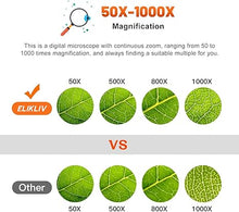 Load image into Gallery viewer, Elikliv Microscope, LCD Digital Coin Microscope 1000x, Coin Magnifier with 8 Adjustable LED Lights, PC View Compatible with Windows/MacBook, EDM4, 4.3 Inch