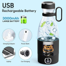 Load image into Gallery viewer, Portable Blender, MIAOKE 6 Blades Juicer Cup for Juice Shakes and Smoothies 350ml Mini Blender with Led Display Usb Rechargeable,3000Mah Rechargeable Battery, for Home Sports Outdoors Travel-Black