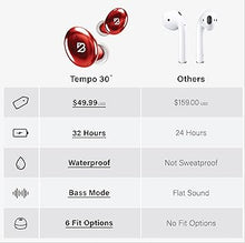 Load image into Gallery viewer, Back Bay Audio Tempo 30 Wireless Earbuds for Small Ears with Premium Sound, Comfortable Bluetooth Ear Buds for Women and Men, Red Earphones for Small Ear Canals