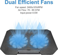 Load image into Gallery viewer, Laptop Cooling pad Laptop Cooler Stand Laptop Fan Cooling pad for 11-15.6 Inch Gaming Notebooks, 2 Turbine Fans,4 Angle Adjustable Laptop Cooling Stand (Black)