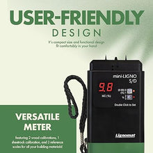Load image into Gallery viewer, Mini-Ligno S/D Black - Pin Moisture Meter - Moist Detector for Construction, Maintenance, Flooring, Inspection, Water Damage - Humidity Detection & Moist Meter for Wood, Wall, Drywall, Gypsum
