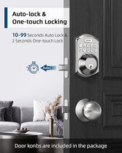 Load image into Gallery viewer, TEEHO TE002K Keyless Fingerprint Deadbolt Door Lock - Smart Lock with Handle and Keypad - Satin Nickel