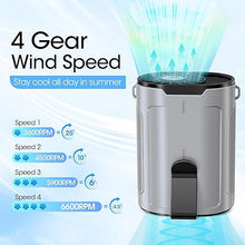 Load image into Gallery viewer, 2024 AI Portable Fan Rechargeable, 4 Speeds 6600RPM Strong Airflow, Personal Waist Fan with up to 25H of Working Time, Hanging Neck Fan, Wearable Belt Fan for Camping, Outdoor, Jobsite - Gray