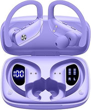 Load image into Gallery viewer, bmani Wireless Earbuds Bluetooth Headphones 48hrs Play Back Sport Earphones with LED Display Over-Ear Buds with Earhooks Built-in Mic Headset for Workout Purple