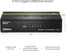 Load image into Gallery viewer, TRENDnet 5-Port Mini Gigabit Switch, TEG-S50g, GREENnet Technology, NDAA + TAA Compliant, Desktop Metal Ethernet Network Switch, 5 x Gigabit Ports, Fanless, Lifetime Protection, Black