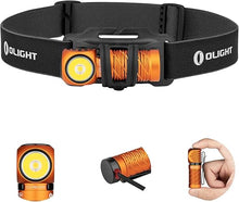 Load image into Gallery viewer, OLIGHT Perun 2 Mini Headlamp 1100 Lumens LED Head Flashlight, Rechargeable Headlight with Red Light Option, Great for Working, Hiking, Camping and Climbing (Orange Cool White: 5700~6700K)