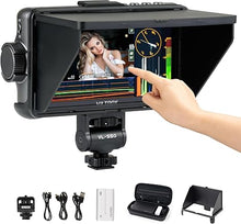 Load image into Gallery viewer, VILTROX 5.5 Inch 1200nits 4K 10bit HDMI Field Monitor, Touchscreen 3D LUT Portable Video Field Monitor Kit with Battery, On-Camera RGB Parade Histogram Waveform Focus Assist Monitor (DC-550 Pro)