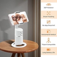 Load image into Gallery viewer, Mcbazel Auto Face Tracking Tripod, 360° Rotating Stand Phone Holder Camera Mount, Follows Your Movement, Perfect for TikTok Filming, Video Recording, White