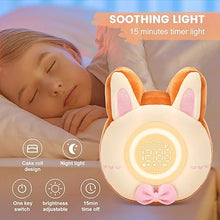 Load image into Gallery viewer, QANYI Bunny Night Light for Kids, Soft Lovely Stuffed Bunny Animal Plush Toy with Bunny Alarm Clock, Sleep Light Brightness for Bedroom, Kids, Gifting, Christmas, New Year