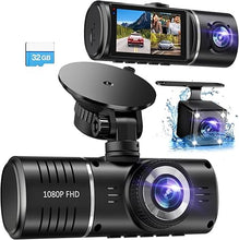 Load image into Gallery viewer, Dash Cam, 3 Channel Dash Cam, 1080P Dash Cam Front and Inside, Triple Dash Cam, Dash Camera with 32GB Card, HDR, G-Sensor, 24Hr Parking, Front Rear Dash Cam Loop Recording
